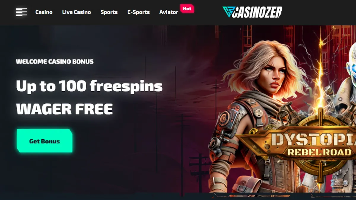 Aperçu de la plateforme Casinozer offrant jeux de casino et paris sportifs.