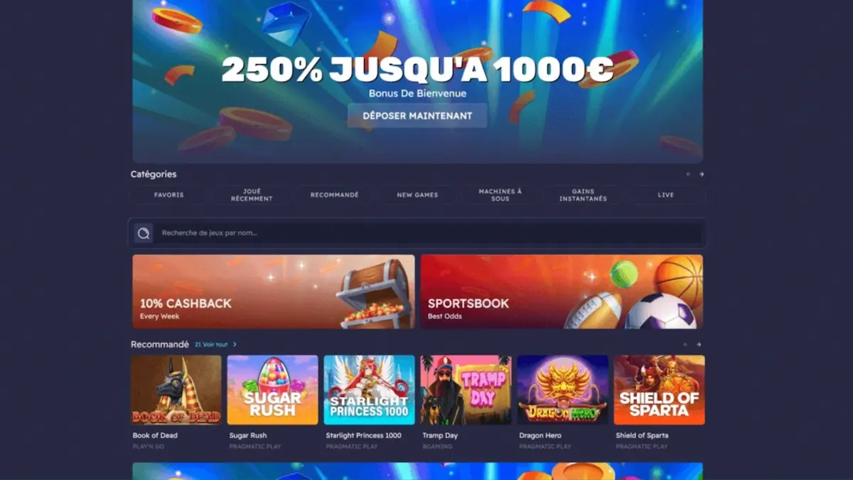 Aperçu de Peaches Casino proposant des paiements sécurisés et rapides via Ethereum.